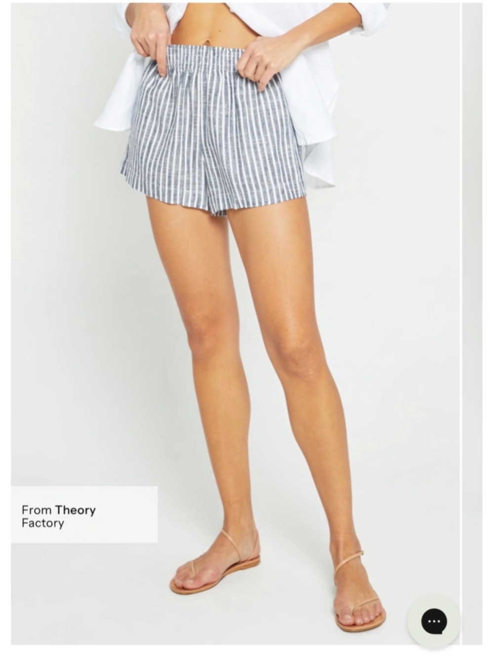 Women's CAARA Striped Linen Shorts XS White and Blue